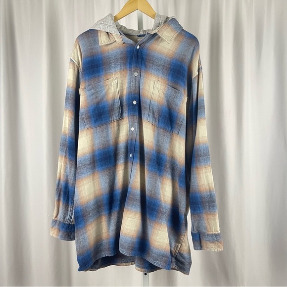 Arizona Jean Co. 2X Tall 2XT Plaid Hooded Plaid Shacket Shirt Cabin - Picture 1 of 6
